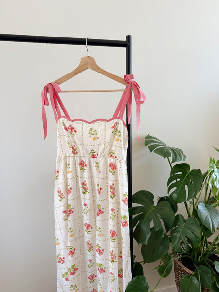 Sophia Scalloped Tie Midi Dress