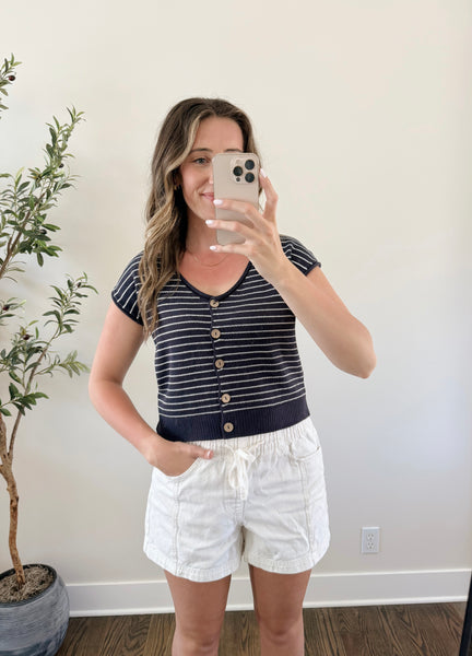 Natalie Navy Knit Top