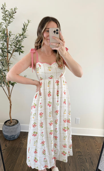 Sophia Scalloped Tie Midi Dress