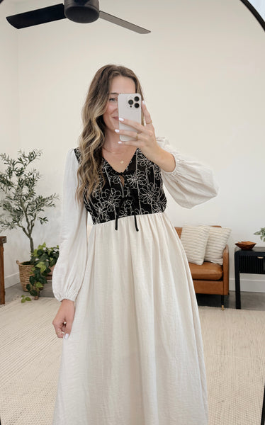 Emmy Embroidered Midi Dress