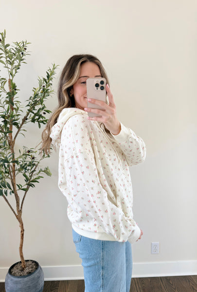 Lana Pink Dainty Floral Hoodie