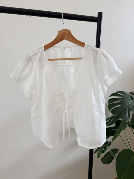 Emmy Embroidered Lace Trim Top