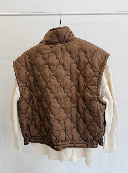 MOCHA Quilted Bow Tie Vest