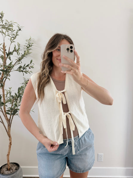Molly Textured Tie Sweater Vest