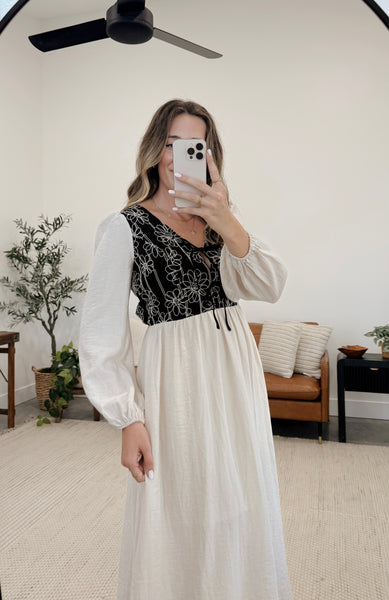 Emmy Embroidered Midi Dress
