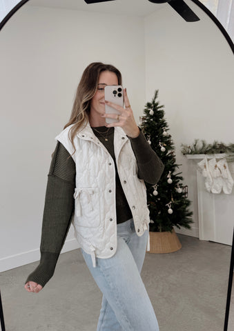 IVORY Quilted Bow Tie Vest