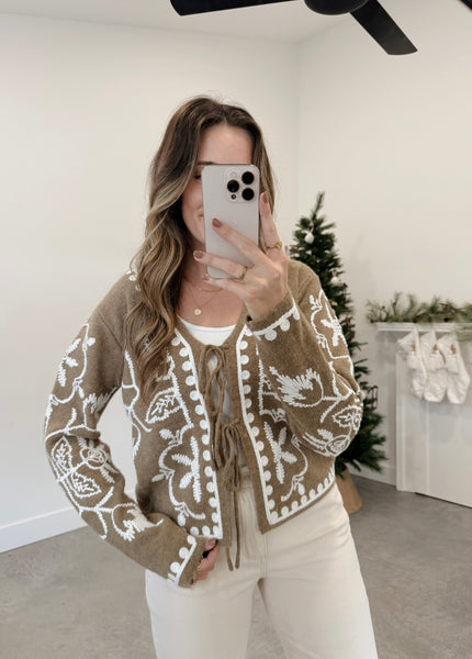 Naomi Olive Embroidered Sweater