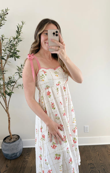 Sophia Scalloped Tie Midi Dress