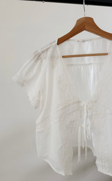 Emmy Embroidered Lace Trim Top