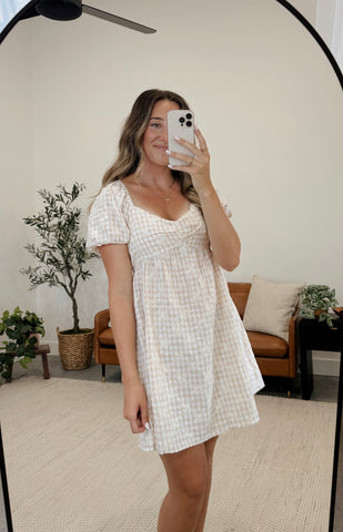 Gabriella Embroidered Gingham Dress