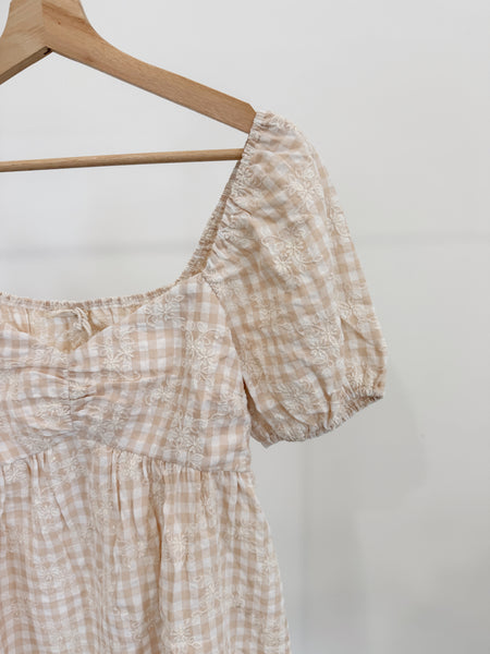 Gabriella Embroidered Gingham Dress