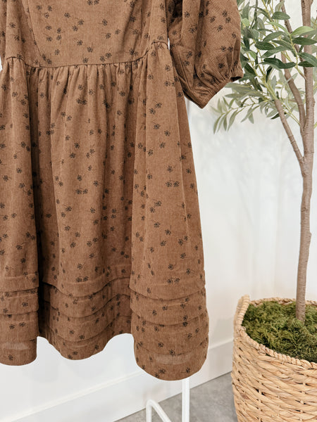 Autumn Floral Corduroy Dress