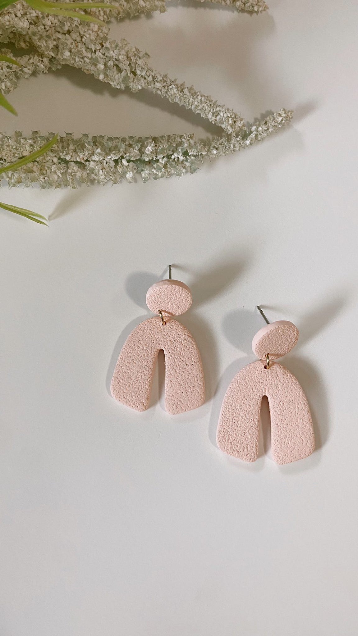 Pink Sand Textured Clay Earring